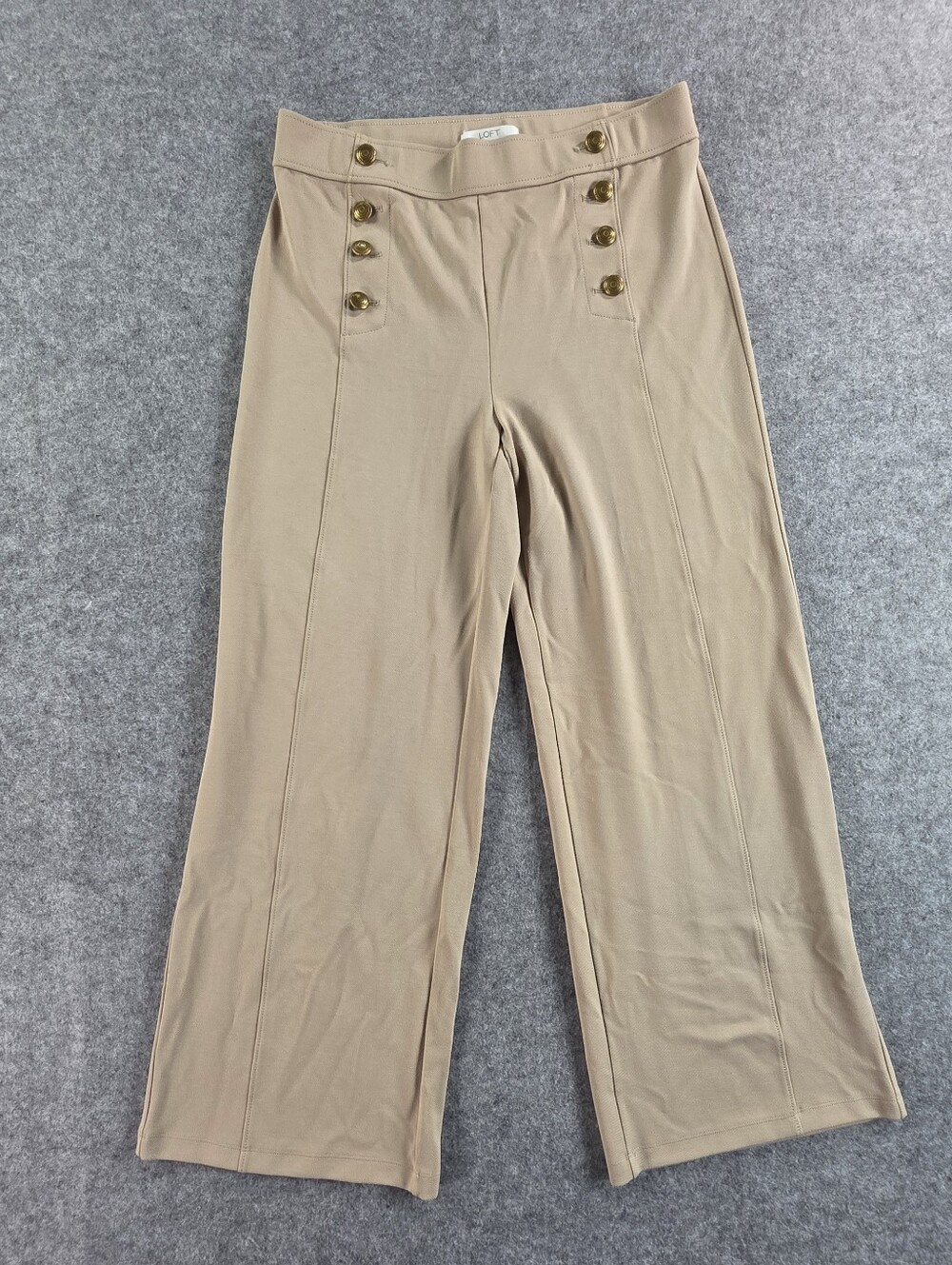 LOFT Taupe Wide-Leg Sailor-Inspired Pants Women's Sz 12 Dress Business